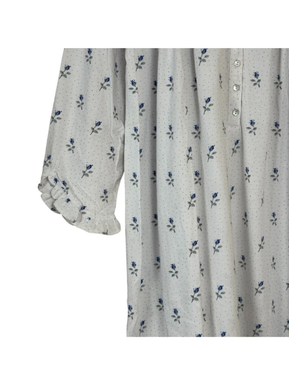 Eileen West NEW Cotton Traditional Nightgown Size Small White Blue Flowers - Picture 5 of 14